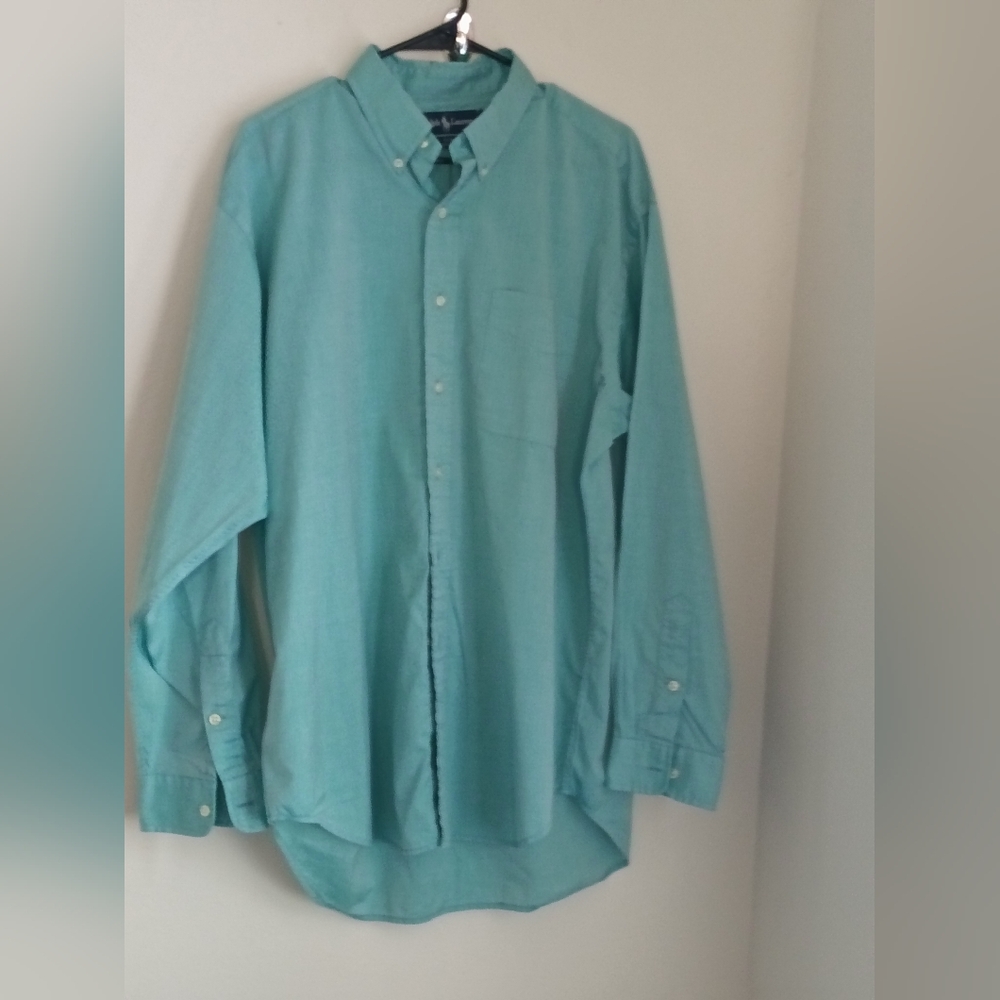 Ralph Lauren Shirt Men Large Teal Lightweight Business Wedding Anniversary Party